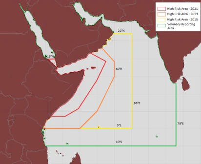 Indian Ocean risk areas marked