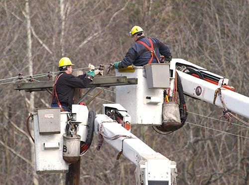 Power line workers