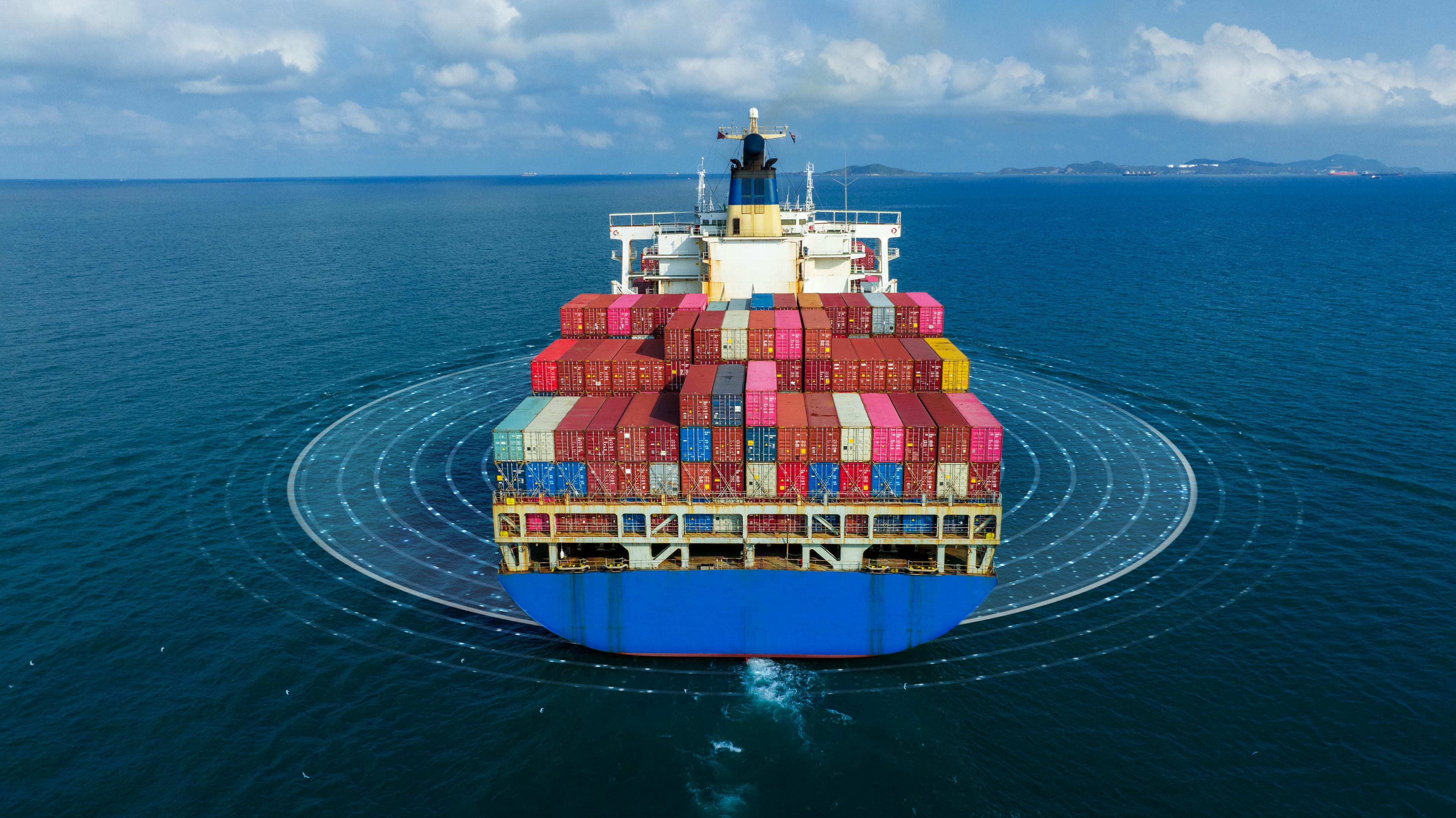 Container ship with target