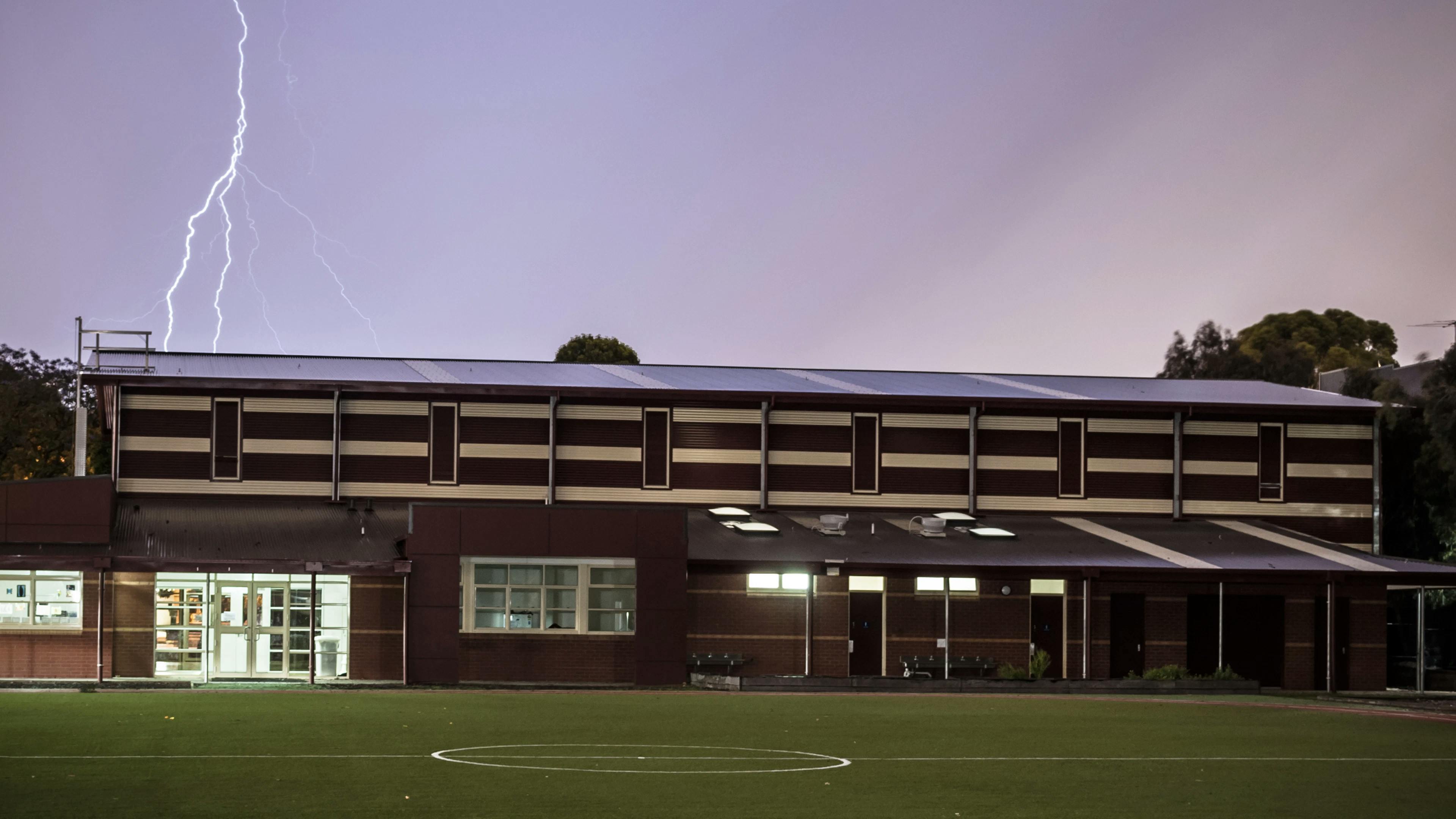 lightning on a school